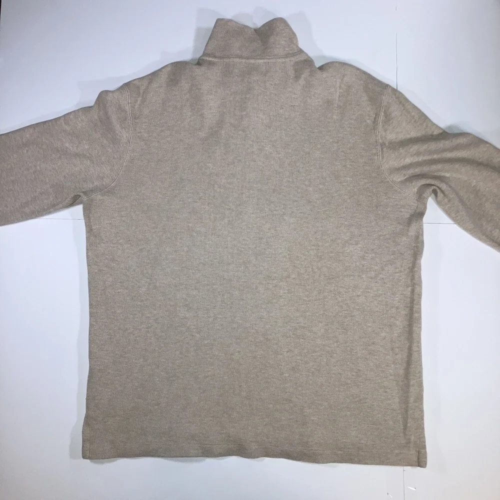 Polo Ralph Lauren Men's XL Oatmeal Cotton Knit 1/4 Zip Mock Neck Sweater